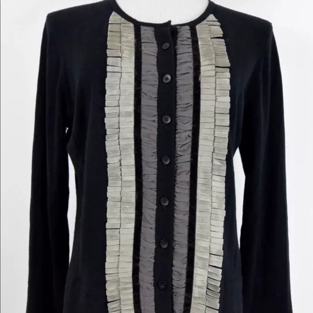 CAbi Tuxedo Fringe Cardigan Size: S
